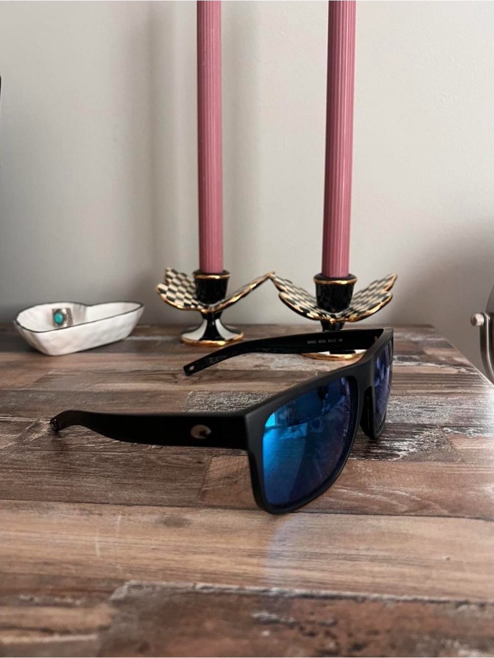 Costa Men's Black Frame Sunglasses with Blue Lenses